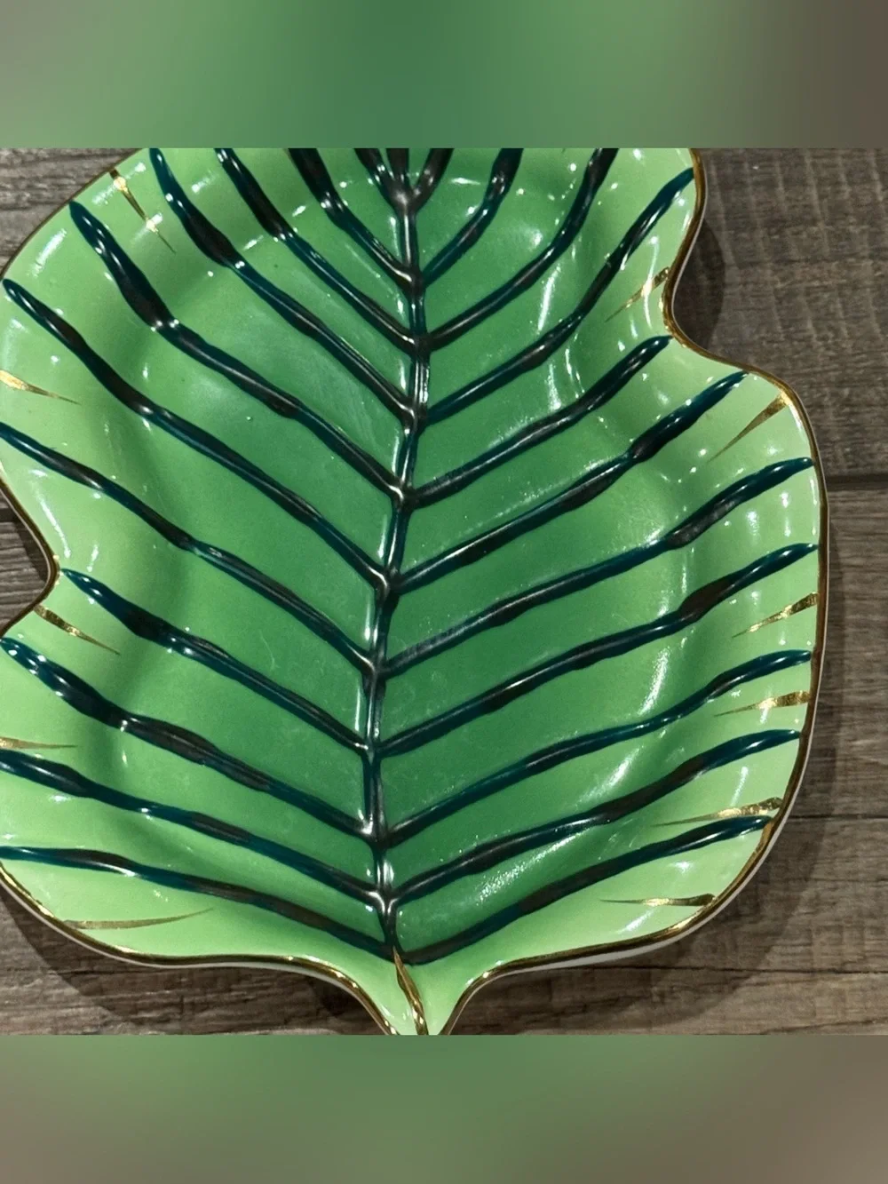 Lynn Chase Jaguar Jungle Leaf Shaped Soap Trinket Dish 6.75